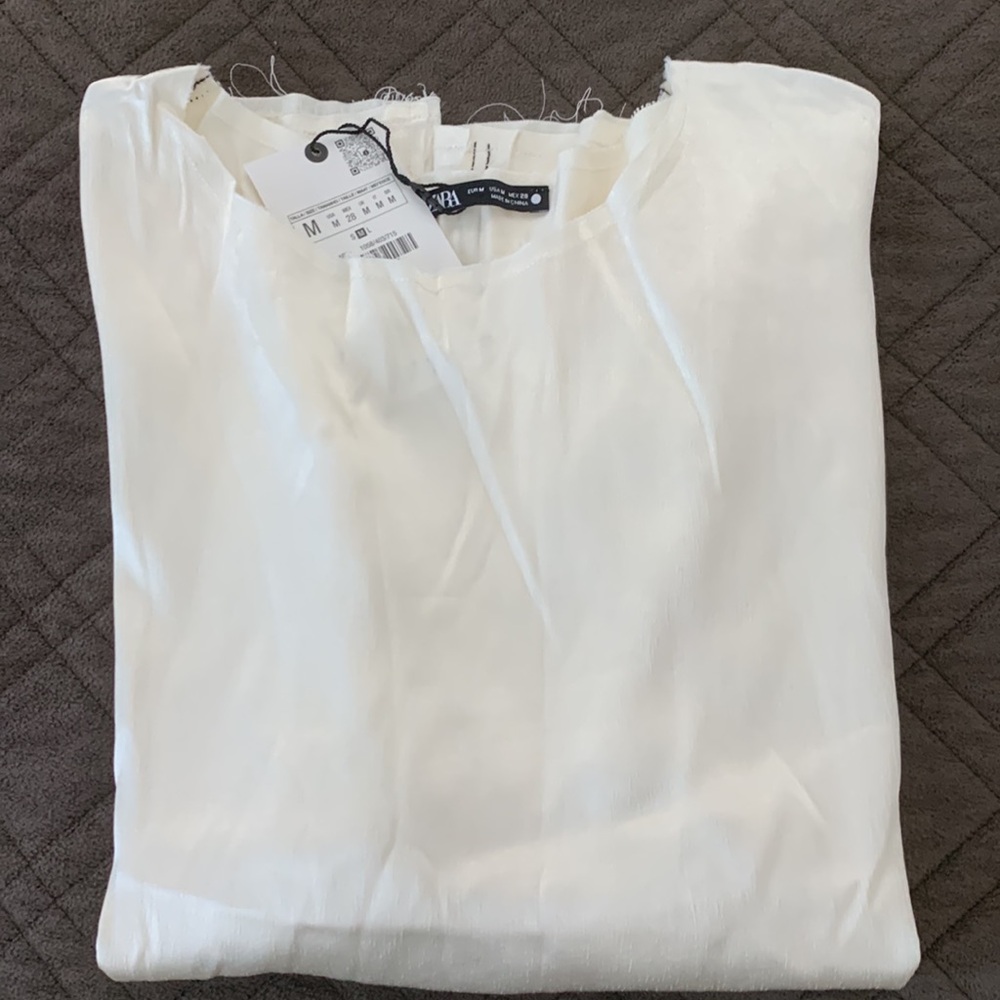 Zara NWT Satin Effect Topstitched Top - Picture 17 of 17